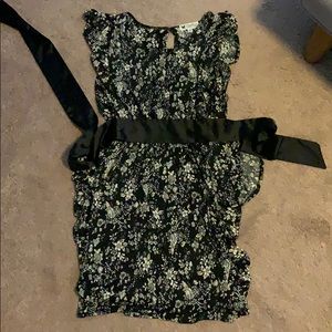 Floral Flowy Ruffle Dress w/ Sash